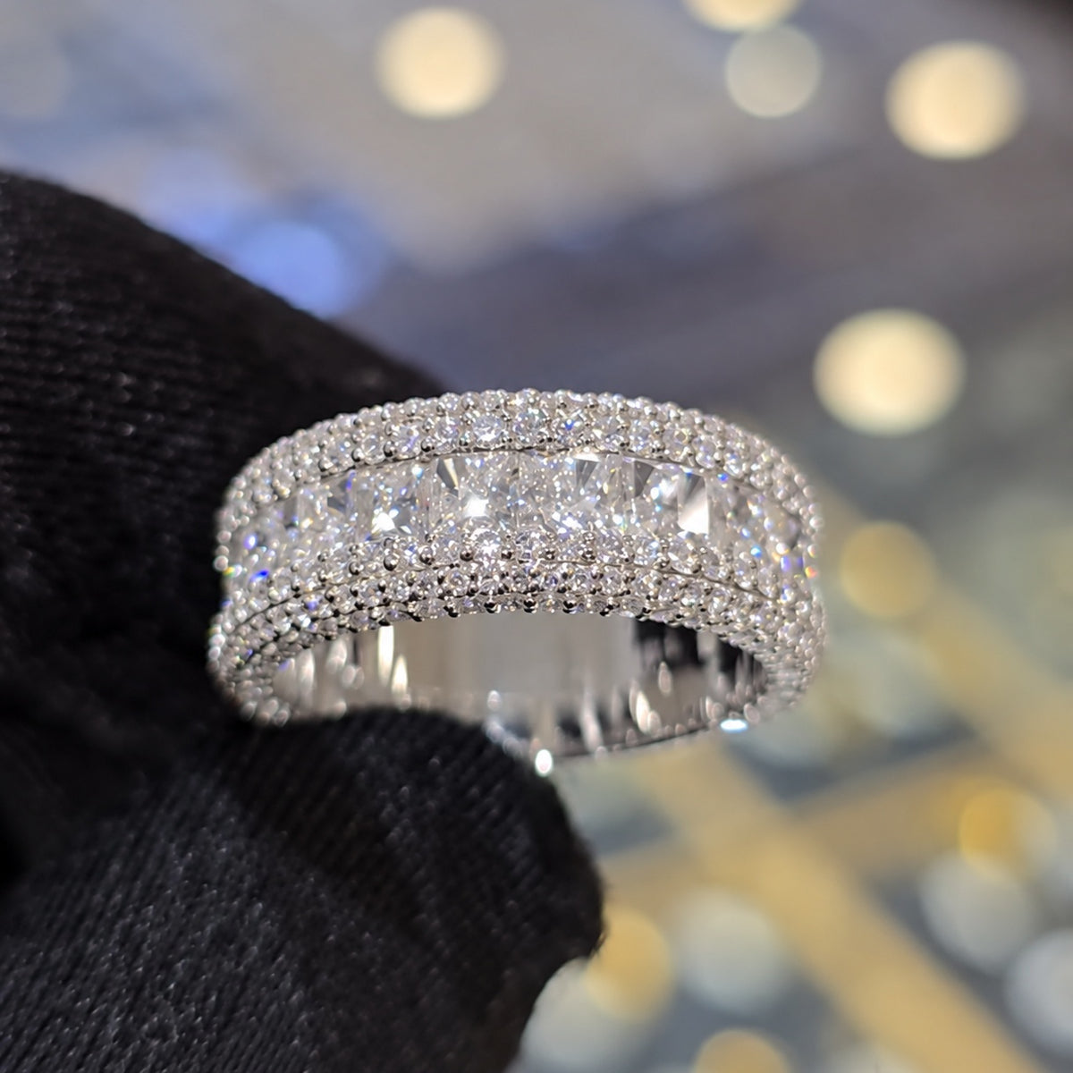Statement Radiant Cut Half Eternity Anniversary Band