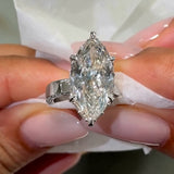 Luxurious 8.0ct Marquise Cut Gemstone Engagement Ring With Side Pavé Band