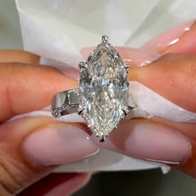 Luxurious 8.0ct Marquise Cut Gemstone Engagement Ring With Side Pavé Band