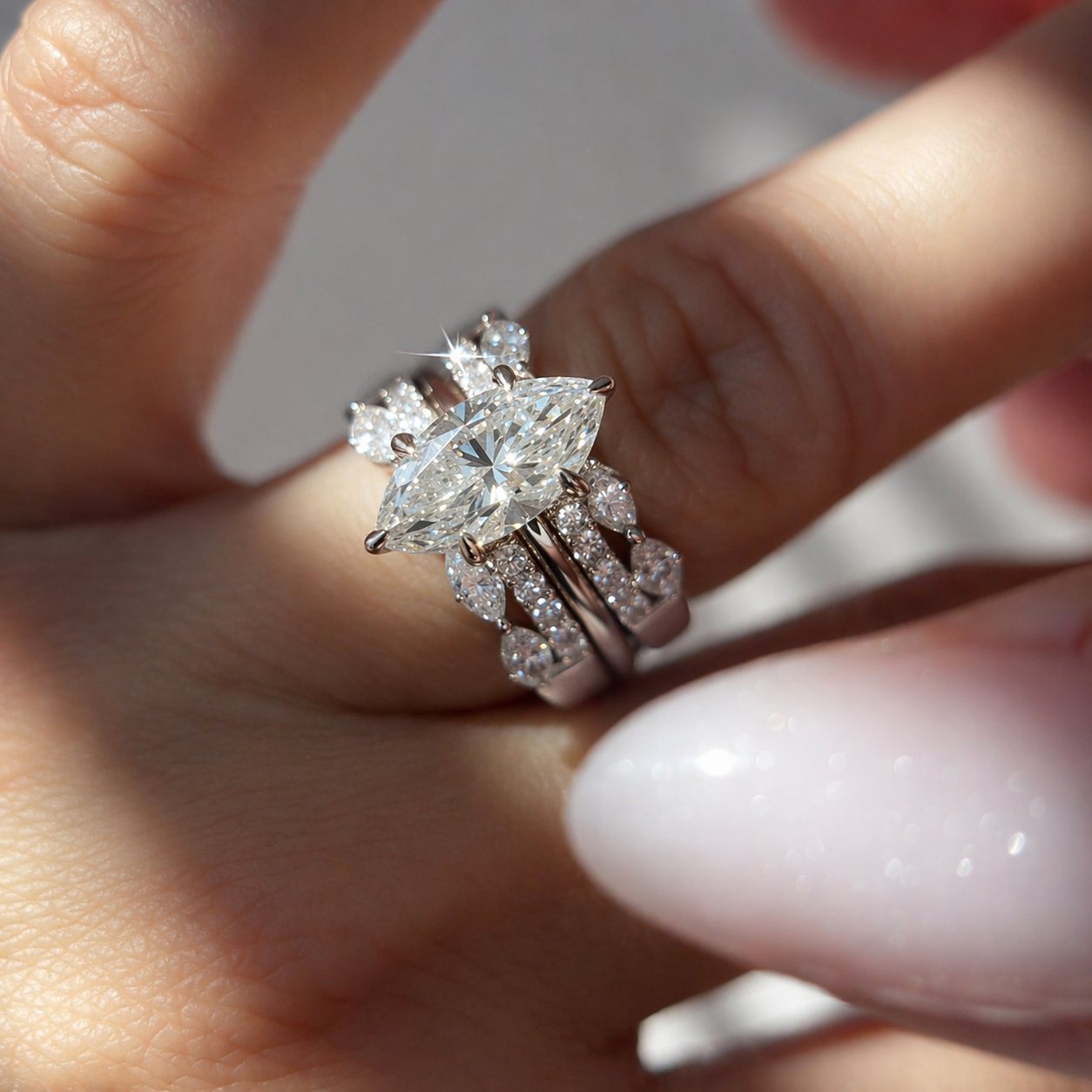 Stunning Marquise Cut 3.0ct Insert Ring Set in Sterling Silver