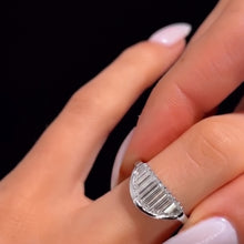 Art Deco Baguette Cut Half Moon Statement Ring