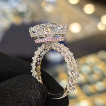Magnificent 8.0ct Radiant Cut Chunky Eternity Band with Pink Collar Engagement Ring In Sterling Silver
