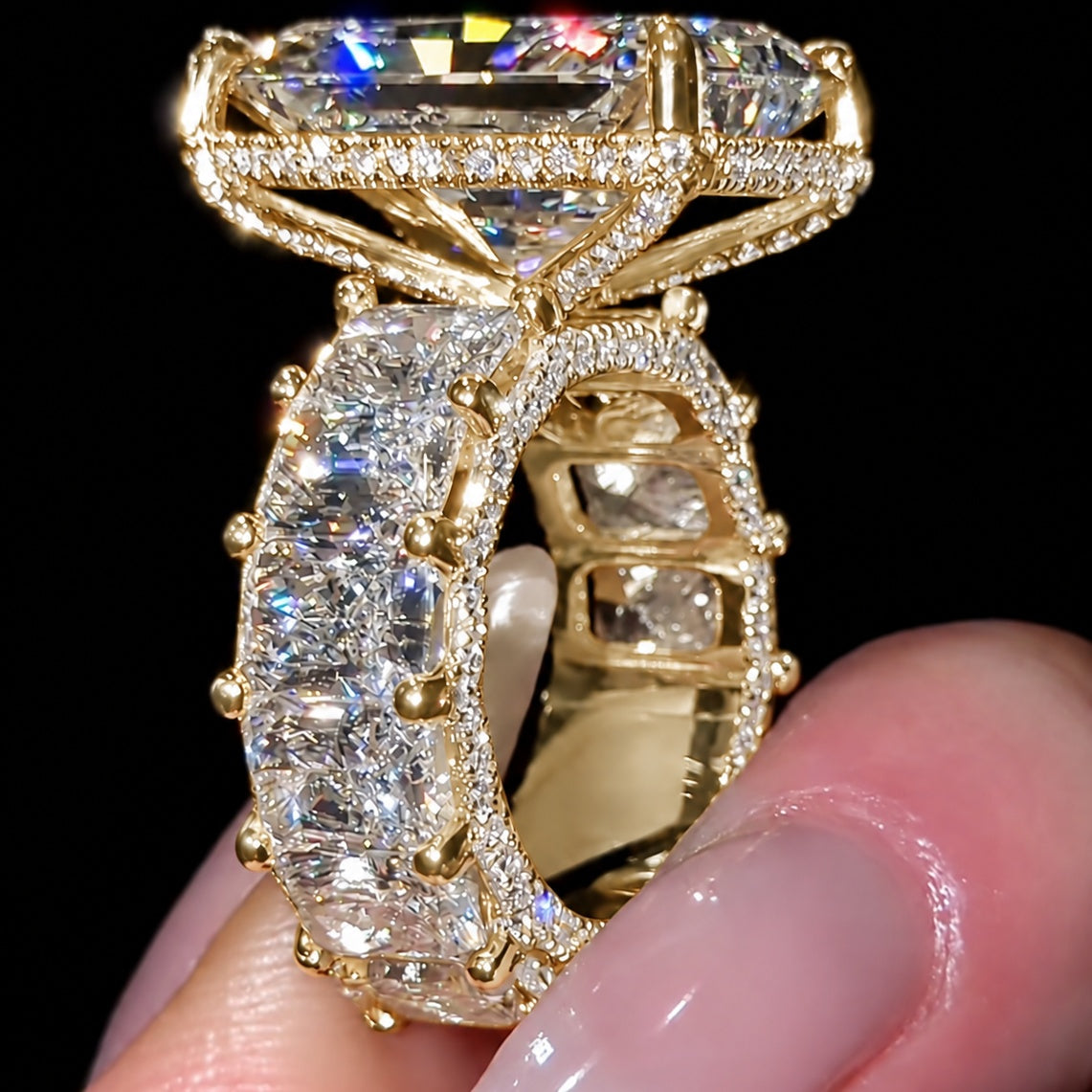 Colossal 15.0ct Radiant Cut with Full Eternity Band Engagement Ring