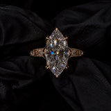 Vintage 8.0ct Marquise Cut Signature Floral Engagement Ring in Sterling Silver