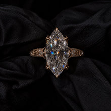 Vintage 8.0ct Marquise Cut Signature Floral Engagement Ring in Sterling Silver