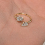 Double Pear Cut Open Gap Nesting Wedding Band