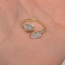 Double Pear Cut Open Gap Nesting Wedding Band