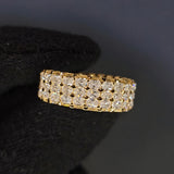 Multi-Row Radiant Cut Wide Band with Emerald Cut Edges