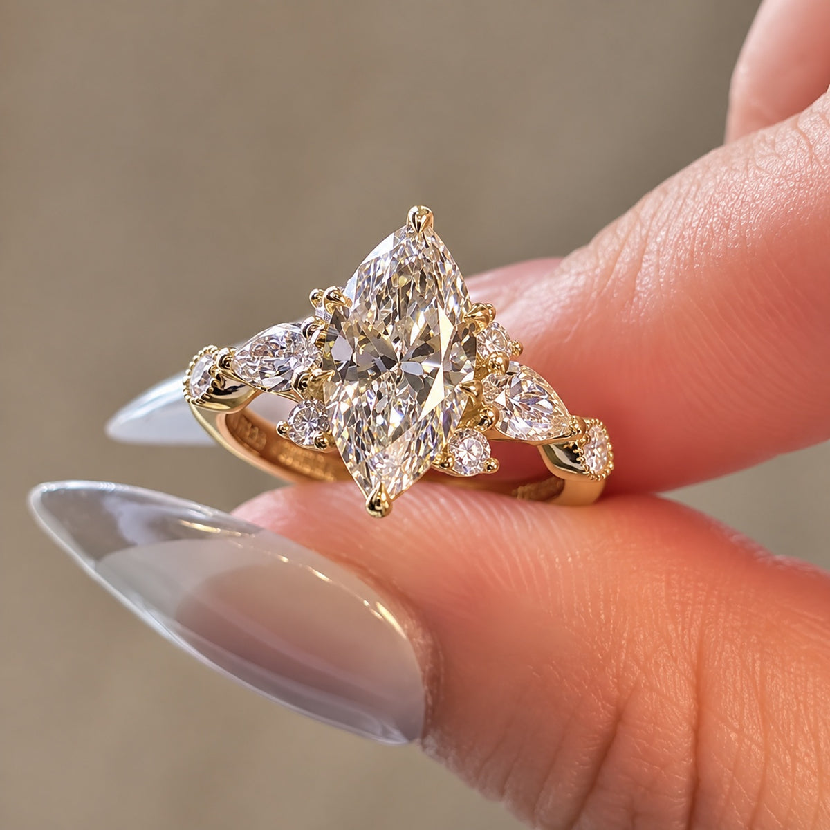 2.0ct Marquise Cut Botanical Cluster Engagement Ring