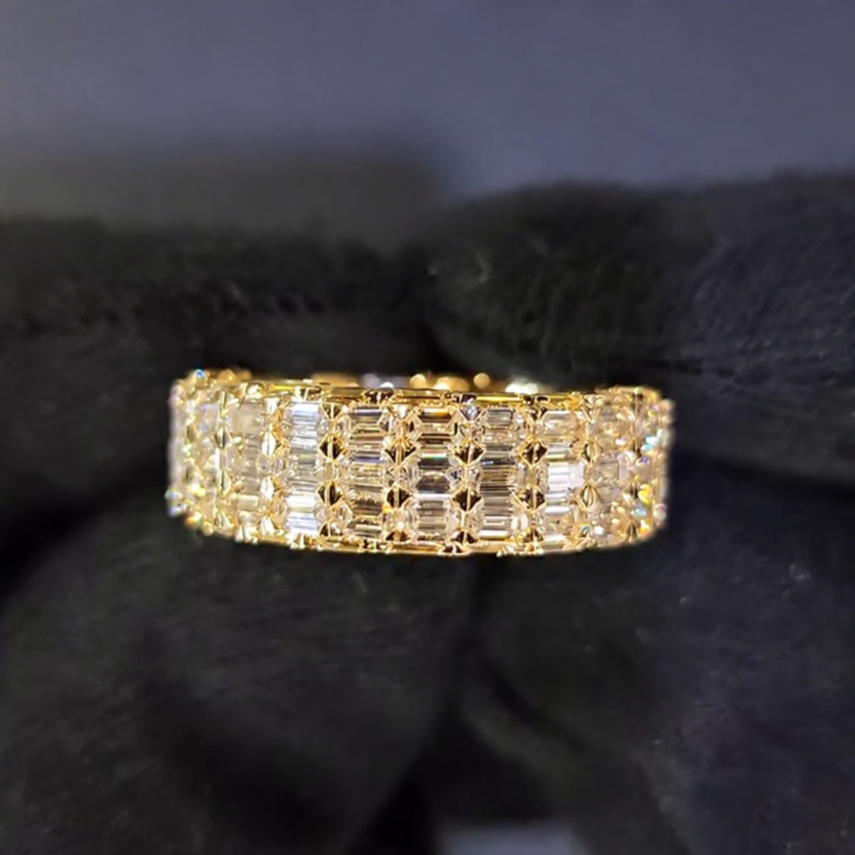 Multi-Row Emerald Cut Wide Statement Band