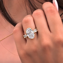 Massive 6.0ct Oval Cut Engagement Ring with Chunky Eternity Band