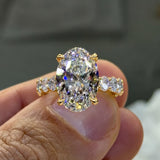 Massive 8.0ct Oval Cut Gemstone Engagement Ring with Chunky Pavé Band